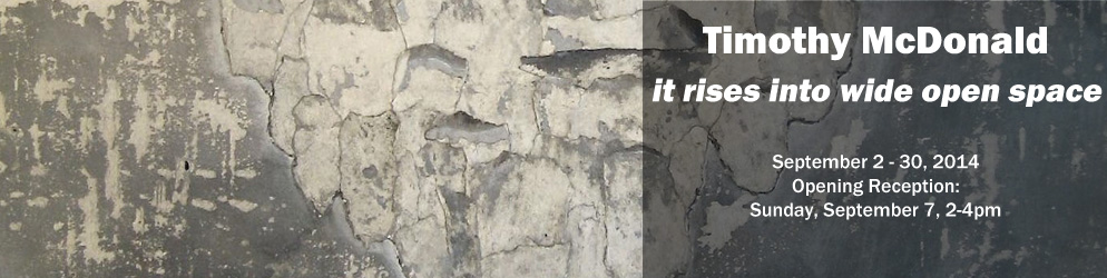 Timothy McDonald: it rises into wide open space  September 2 through September 30, 2014  Opening Reception: Sunday, September 7, 2-4 pm
