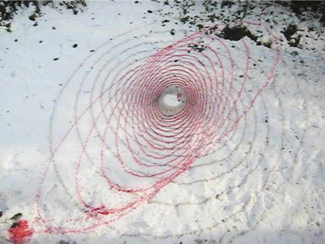 Red Spiral in Snow Pau Atela