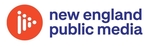 New England Public Media logo. Small orange circle with white play symbol in center, next to navy blue words.