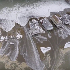 Drone footage of UMass researcher Jon Woodruff's field research site at Peggotty Beach in Scituate