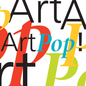 Art Pop! over and over in black, yellow, green, blue and red