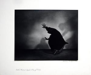 black and white image of a person's silhouette and shadows | Barbara B. Morgan, Pearl Primus, Speak to Me of Rivers (1) 1944 negative; circa 1980 print, gelatin silver print, UM 2009.12.2