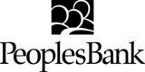 Black and white peoples bank logo with the words "PeoplesBank"